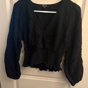 Madewell Black Textured Blouse